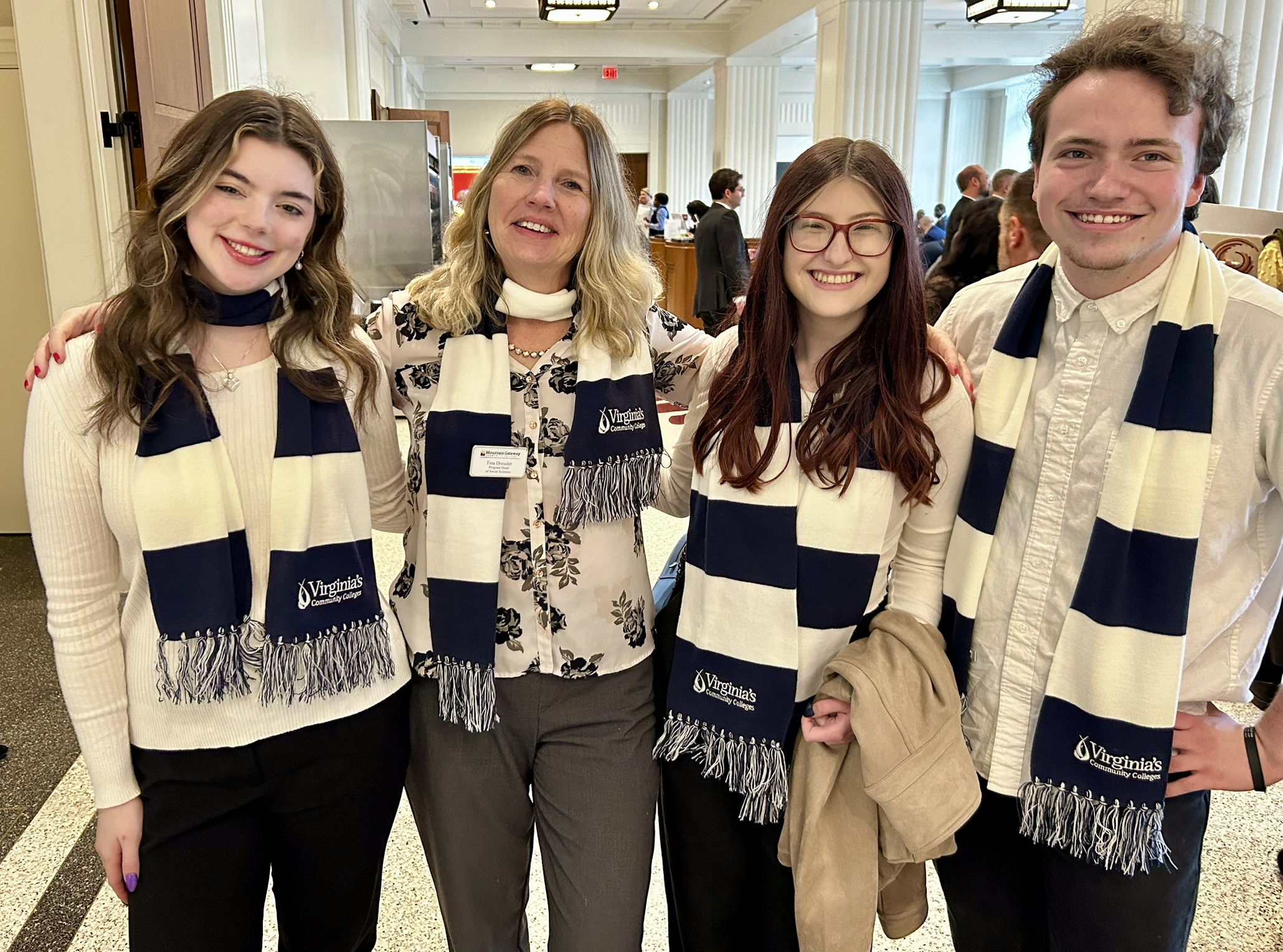 MGCC Professor Tina Dressler with Mountain Gateway students at Community College Day.  In picture, (left to right) MGCC student Ella Hicks, MGCC Professor Tina Dressler, MGCC student Amelia Ostling, MGCC student Jordan Bailey