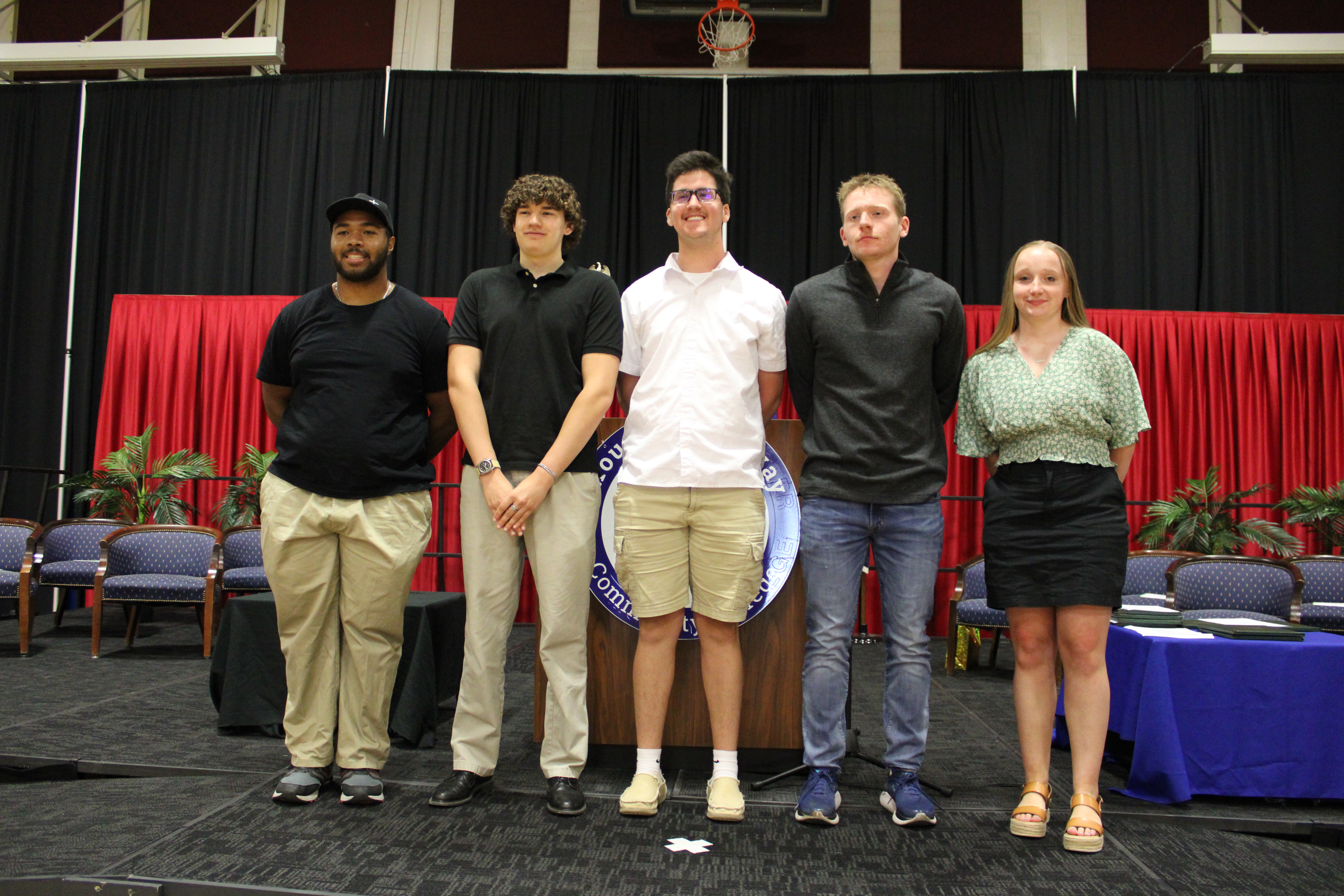 Graduates from left: Rayshan Richardson; Dylan Tyree; Keegan Morris; James Ross and Kinlee Huffman.   Absent from photo: Cadiz Marshall and Kayden Jack.