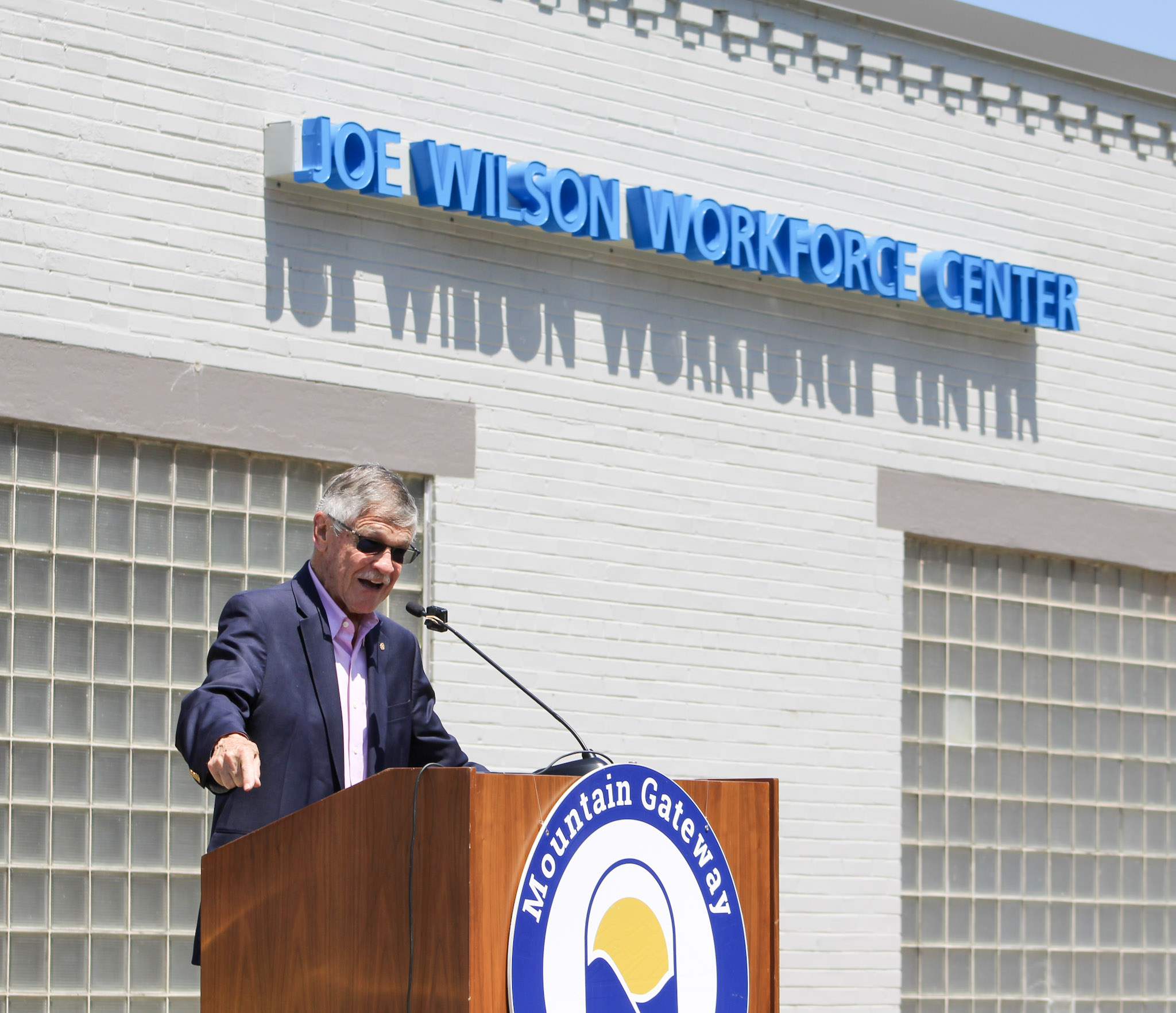 Joe Wilson addresses the audience at the Joe Wilson Workforce Center Grand Opening.