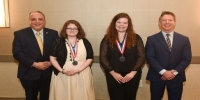 Dr. Rainone with PTK students and Chancelor
