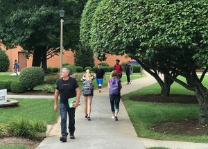 Students walking on campus