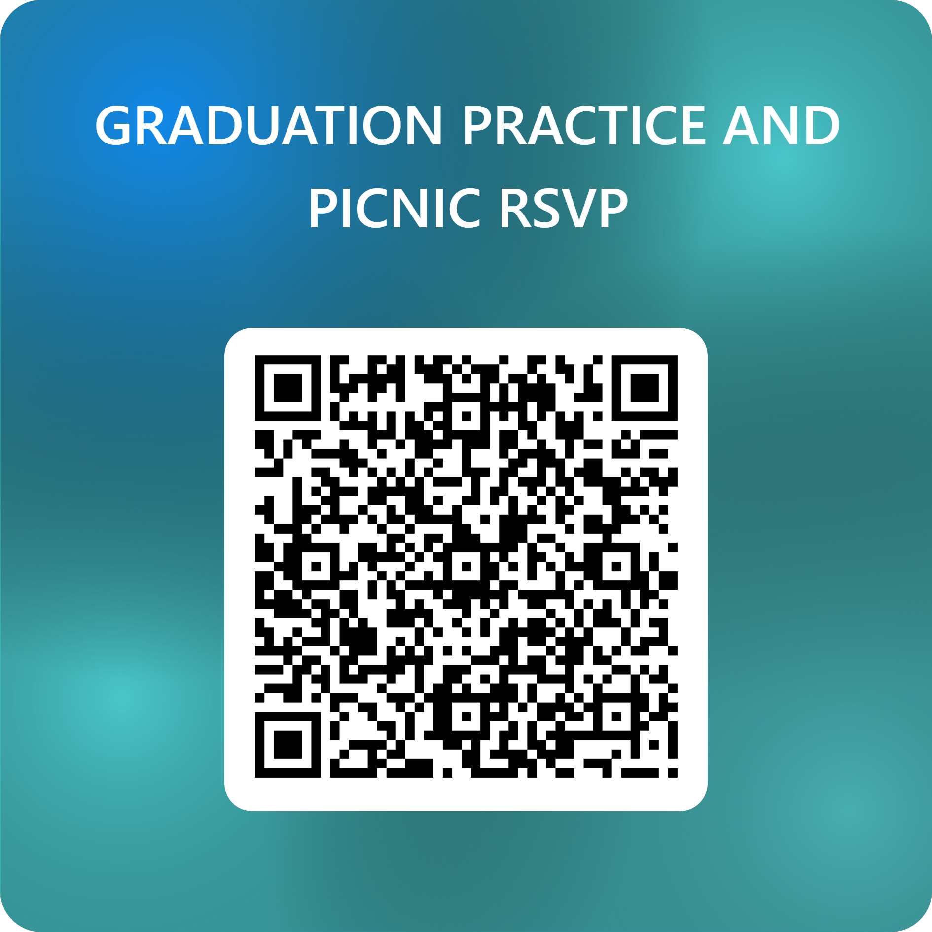 This is the QR code to scan for reserving a spot at the graduation picnic