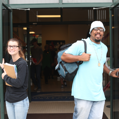 Two students on campus